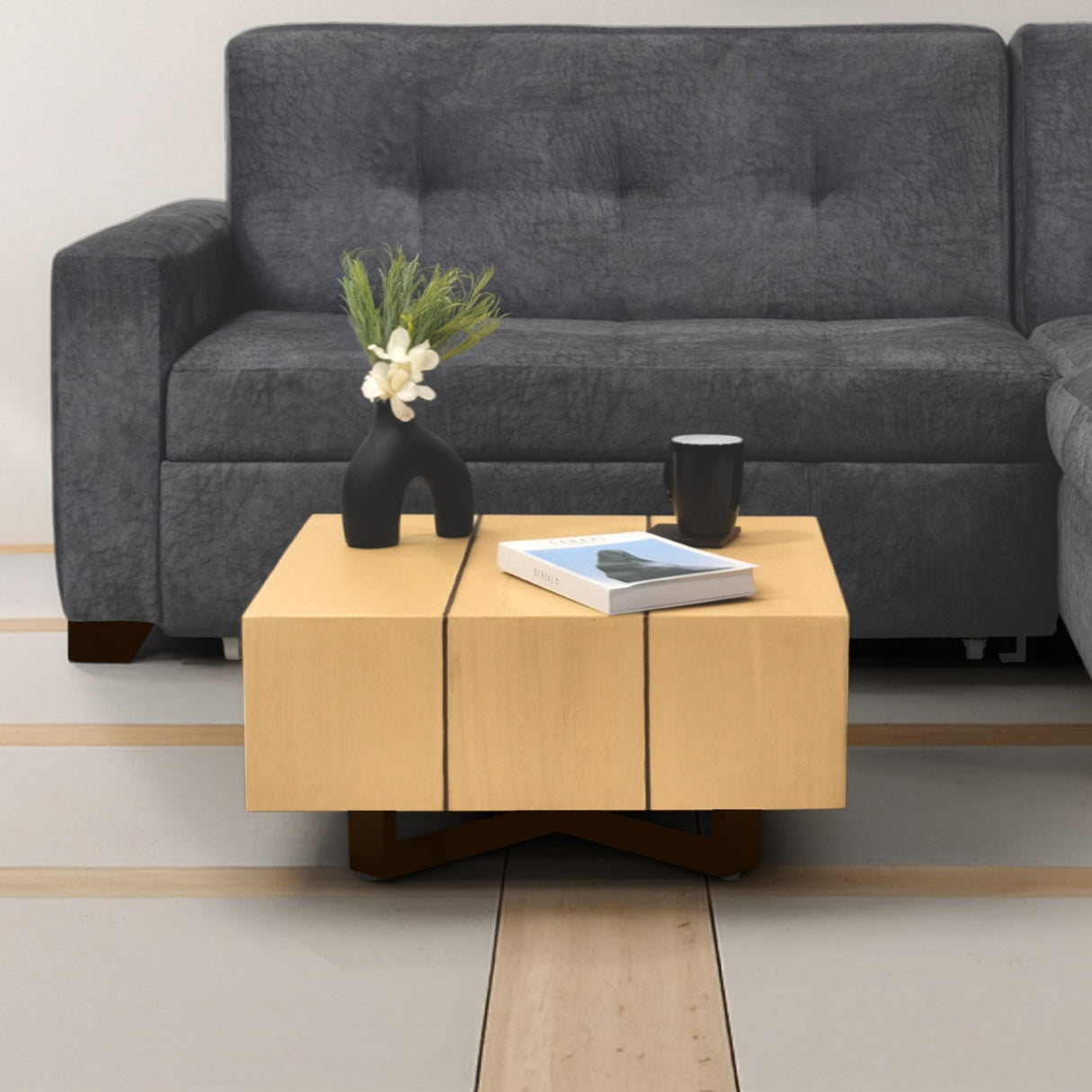 Mesa de Centro Veracruz Miel y Wengue 60x30cm Cuadrado con Patas - MESAS DE CENTRO | Bylmo