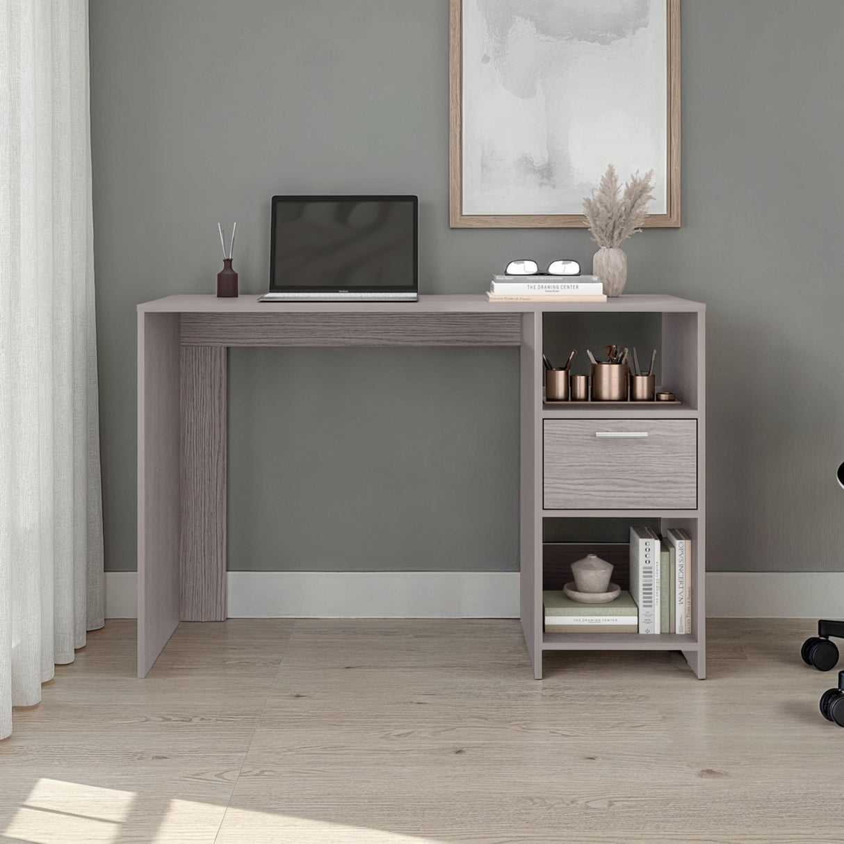 Escritorio Omma Gris Positano 110x73cm Con Un Cajón - ESCRITORIOS | Bylmo