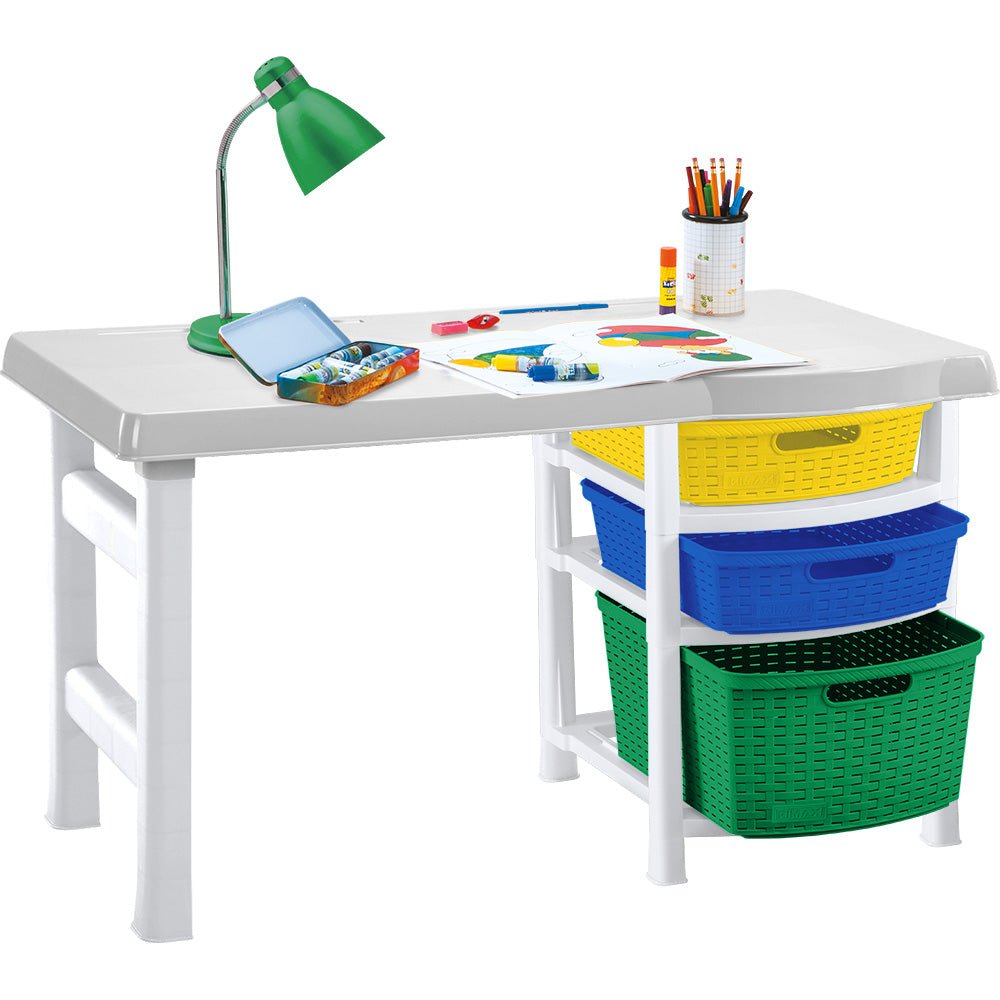 Escritorio Infantil Aventura Blanco 88x50cm con Tres Cajones - ESCRITORIOS | Bylmo