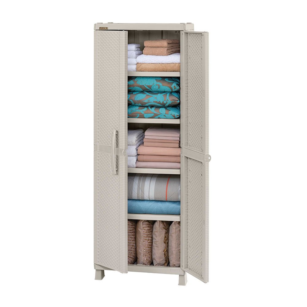 Armario para Ropa Rimax Rattan Taupe 65x189cm con Cinco Compartimientos y con Cuatro Entrepaños
