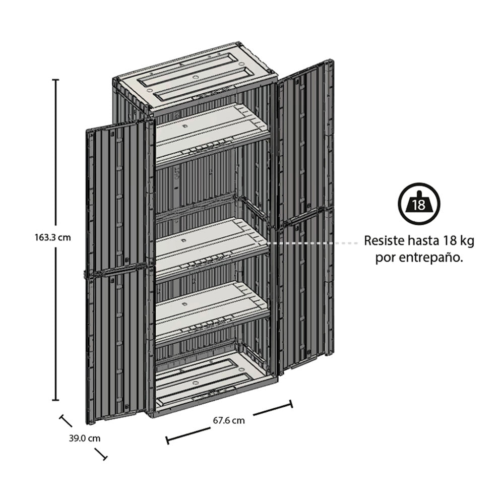 Armario para Ropa Rimax Home Almendra 67.6x163.3cm con Cuatro Compartimientos y con Tres Entrepaños - CLOSETS | Bylmo