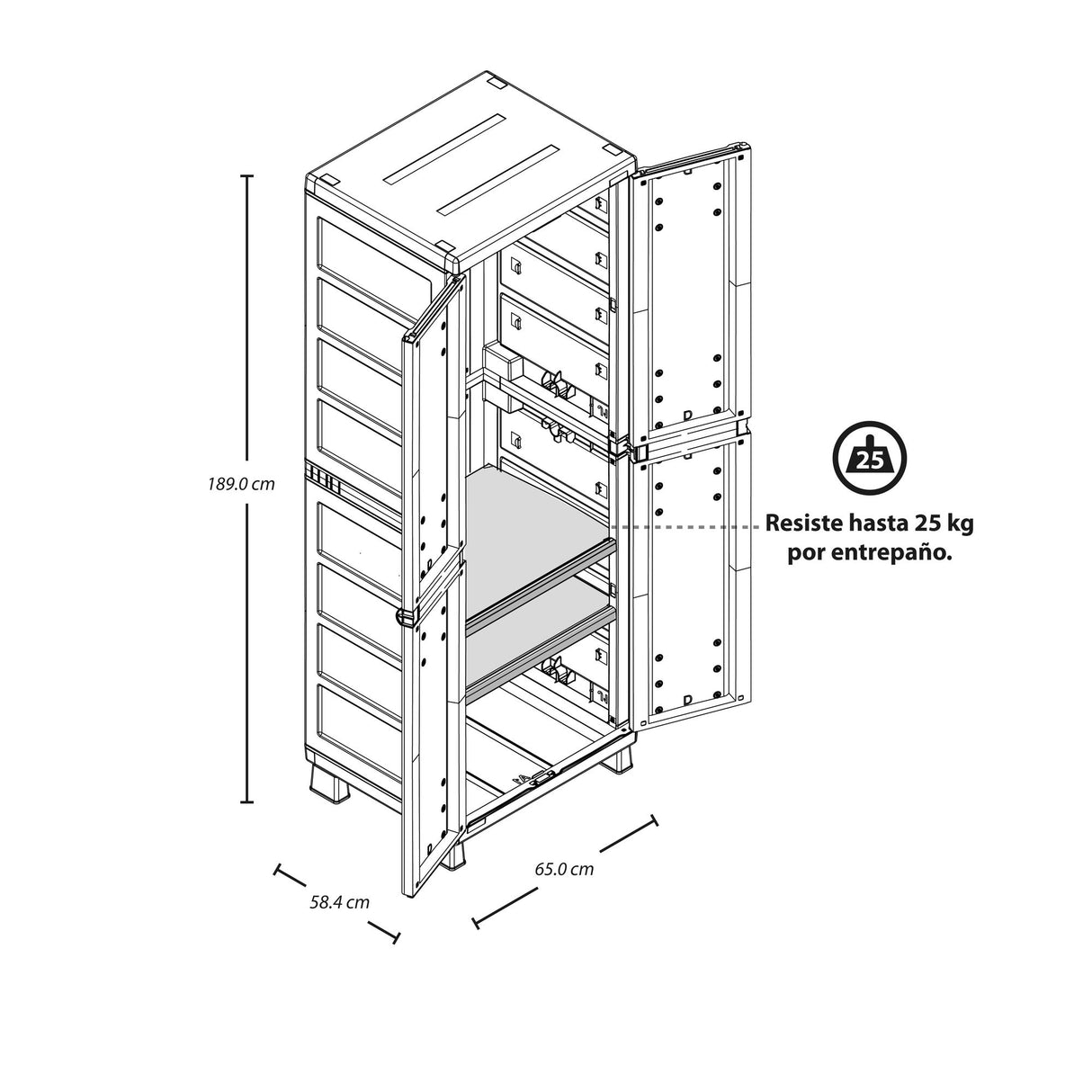 Armario para Ropa Rimax Barú Gris 65x189cm con Tres Compartimientos y con Dos Entrepaños - CLOSETS | Bylmo