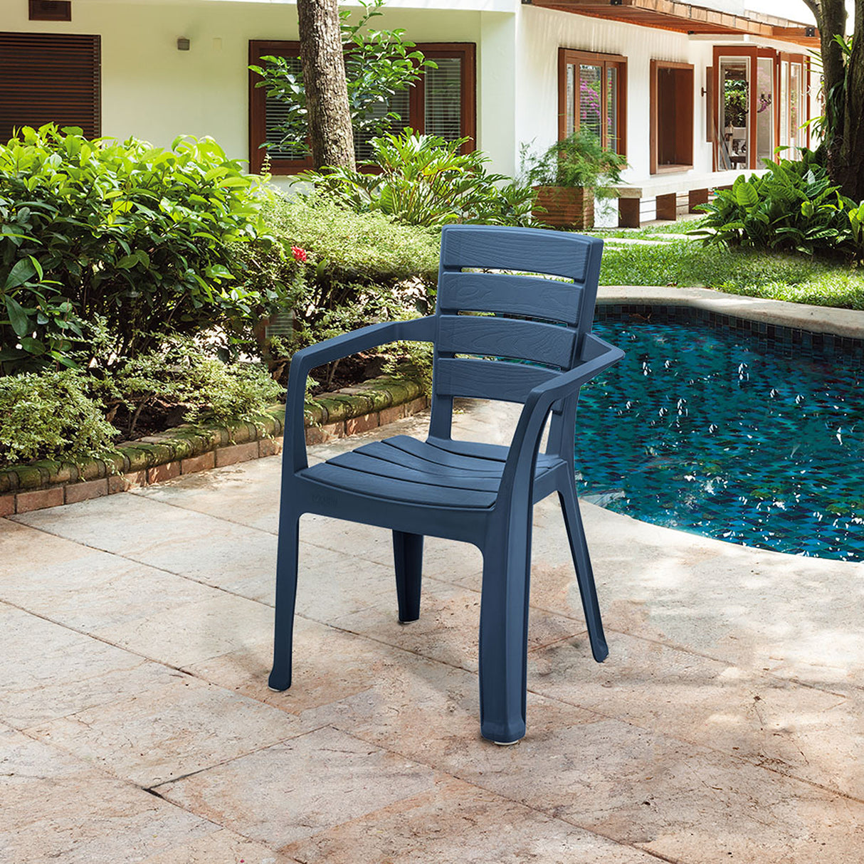 Silla Rimax Barú Azul Petróleo 59x82.5cm con Espaldor y con Apoya Brazos - SILLAS Y BUTACOS | Bylmo