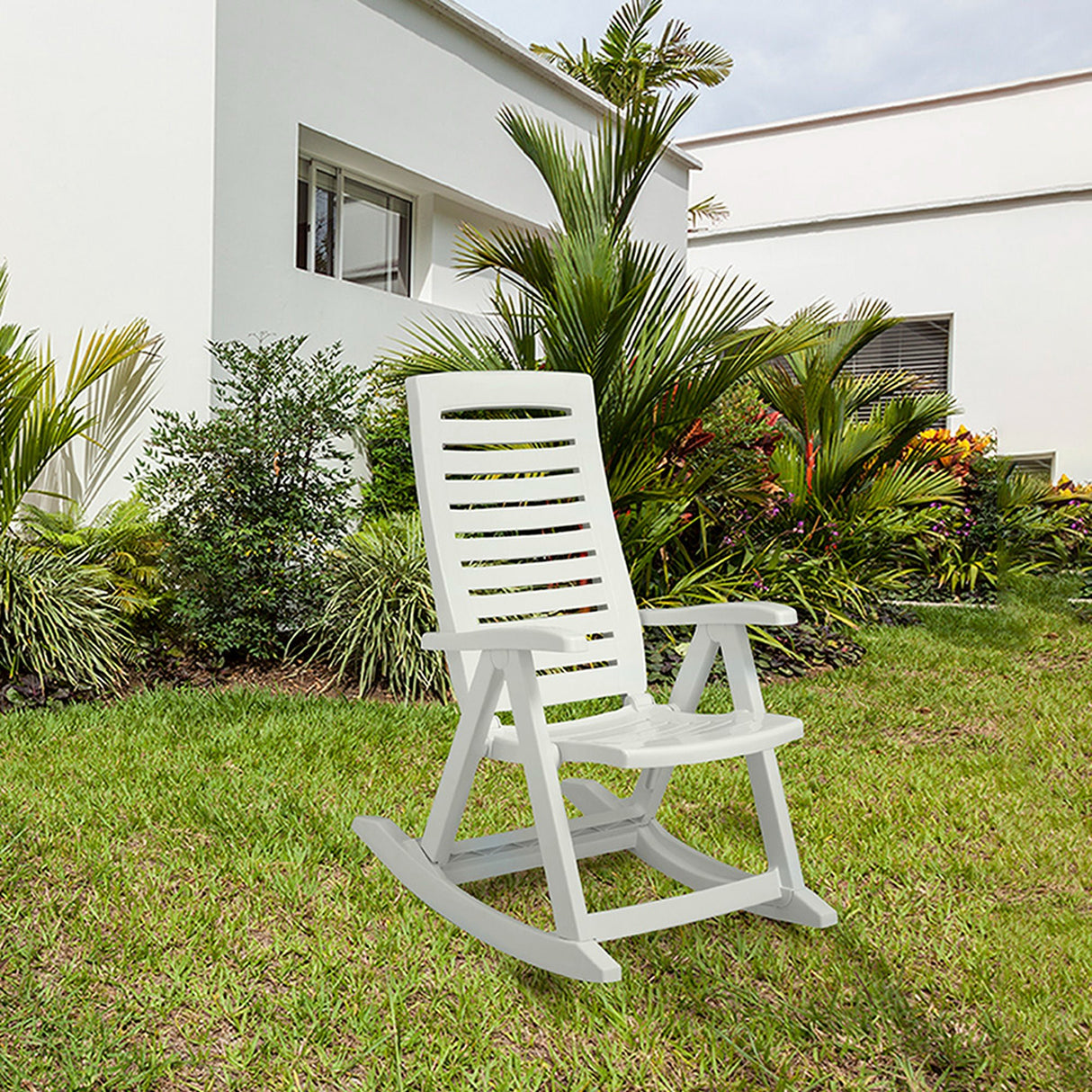 Silla Mecedora Rimax Blanco 62.3x105.6cm con Espaldor y con Apoya Brazos - SILLAS Y BUTACOS | Bylmo