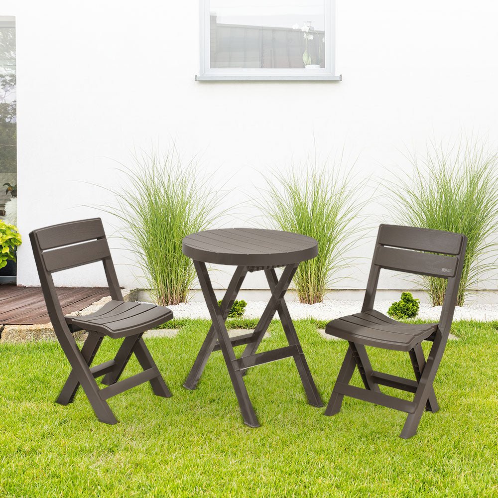 Combo Mesa Auxiliar y Sillas Rimax Barú Moca 60.7x74.4cm Circular - MESAS AUXILIARES | Bylmo