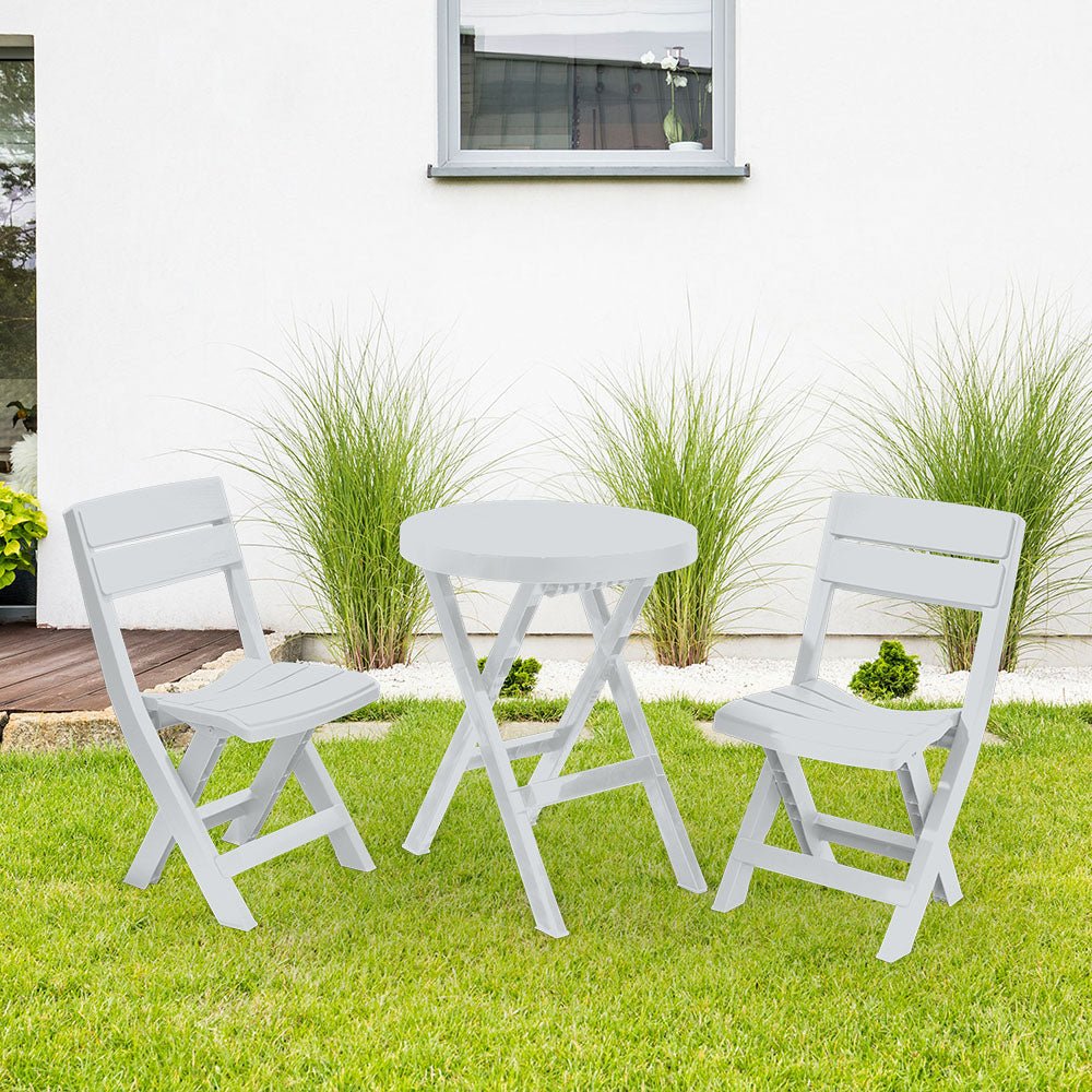 Combo Mesa Auxiliar y Sillas Rimax Barú Gris Hielo 60.7x74.4cm Circular - MESAS AUXILIARES | Bylmo