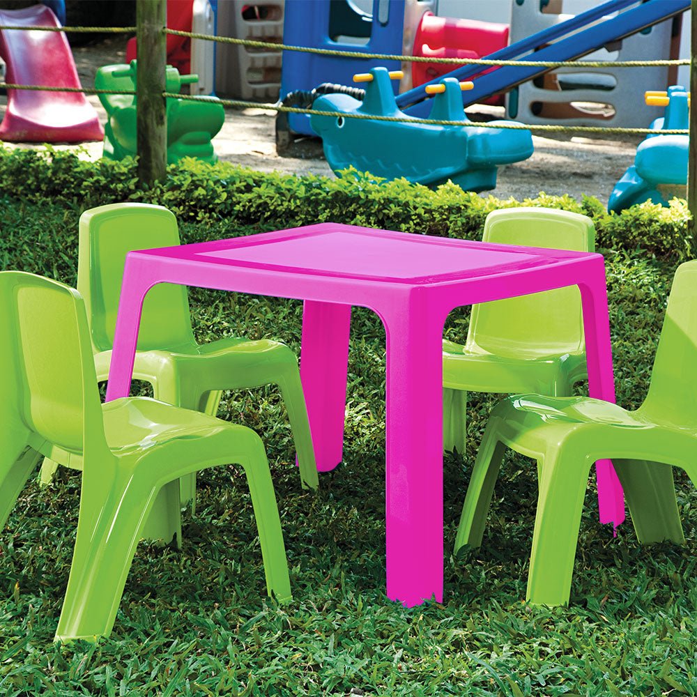 Mesa Infantil Rimax Pequeñin Rosado Fuerte 70.7x50.7cm Cuadrado - MESAS AUXILIARES | Bylmo