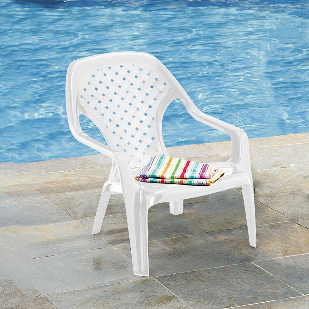 Silla Playera Rimax Blanco 60.1x74.8cm con Apoya Brazos y con Espaldar - SILLAS DE EXTERIOR | Bylmo