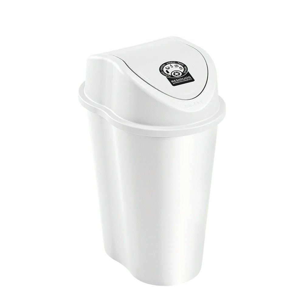 Papelera Rimax Style Blanco 39.3x55.4cm de 25 Litros para Aprovechables con Tapa Basculante - BASUREROS Y PAPELERAS | Bylmo