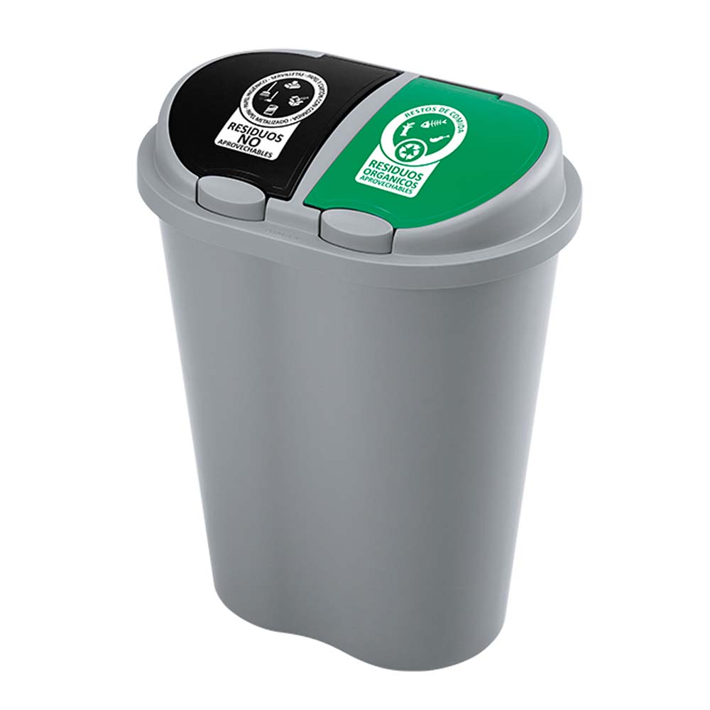 Basurero Rimax Gris 49x63.2cm de 50 Litros para Multiusos con Tapa Boton - BASUREROS Y PAPELERAS | Bylmo