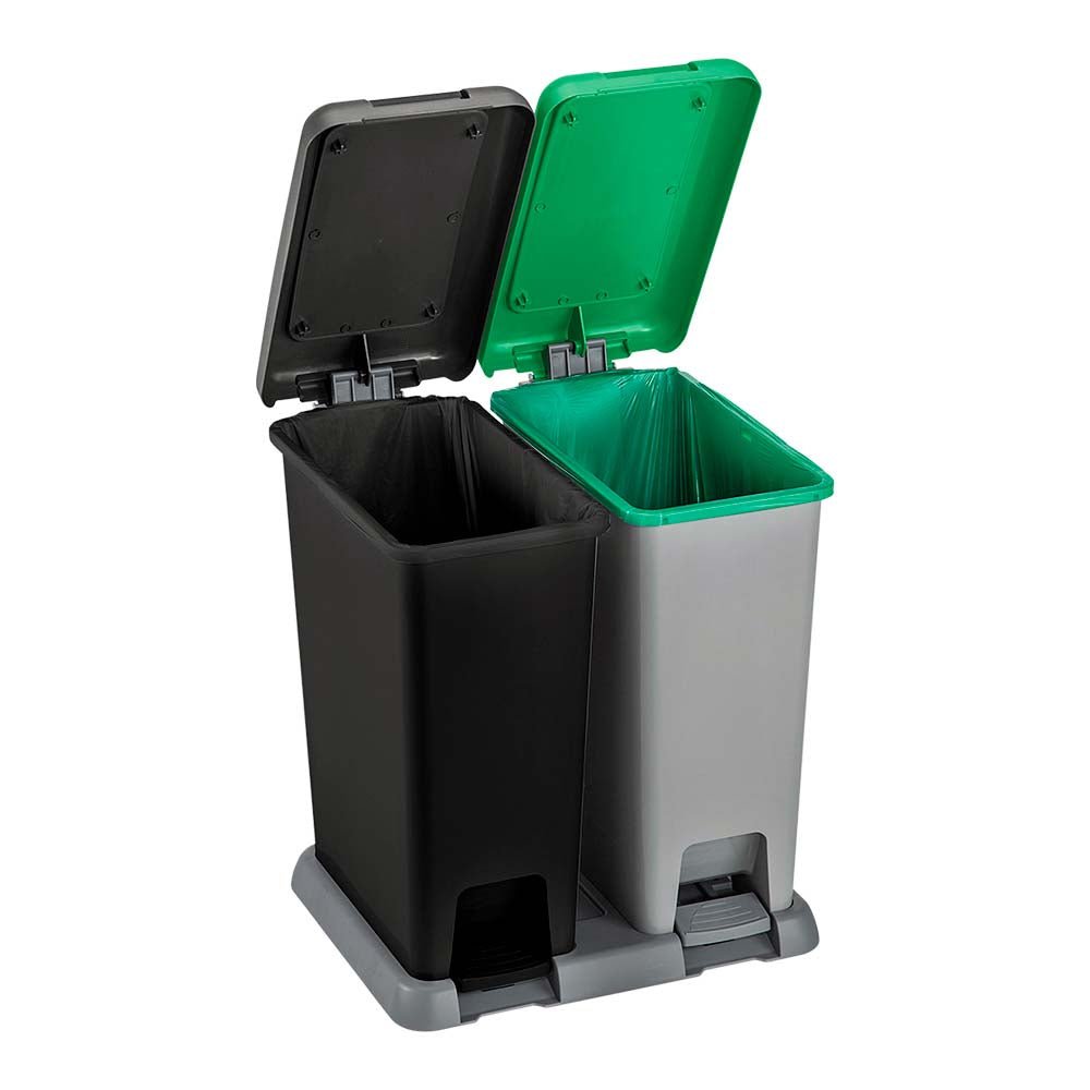 Basurero Rimax Verde y Negro 48.5x43.2cm de 40 Litros para Multiusos con Tapa De Pedal - BASUREROS Y PAPELERAS | Bylmo