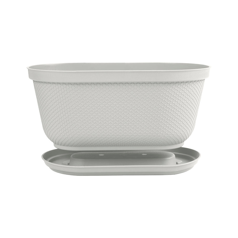 Matera de Mesa Rimax Rafia Gris Hielo 40.5x18.1cm Ovalado con Orificio de Drenaje - MATERAS DE MESA | Bylmo