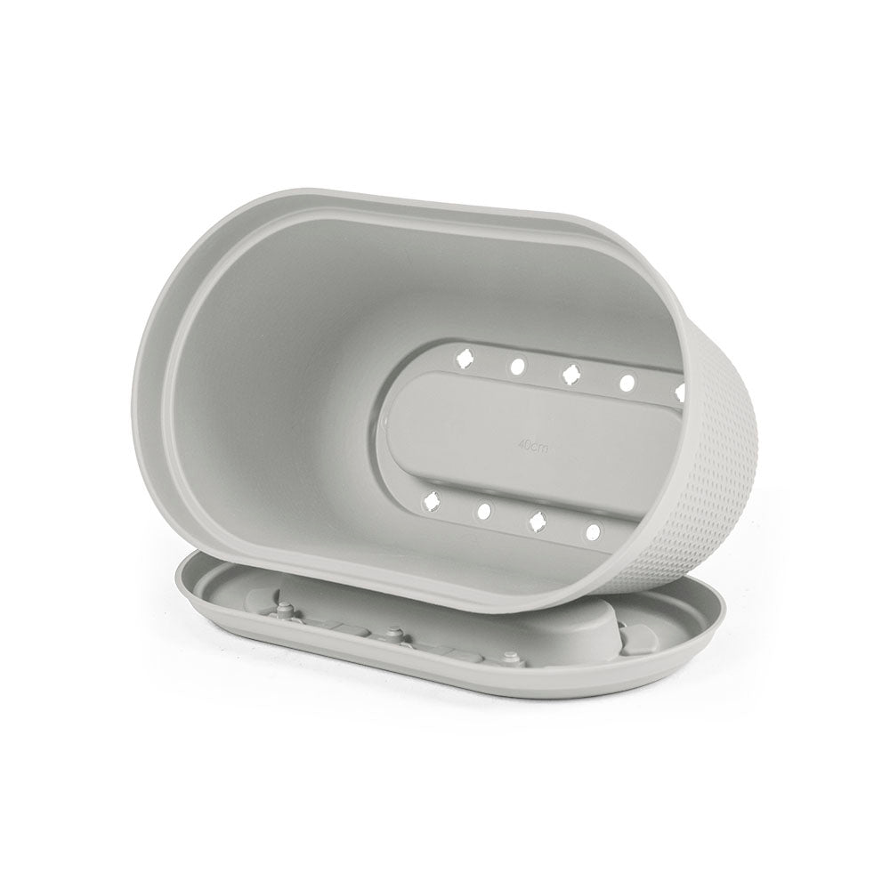 Matera de Mesa Rimax Rafia Gris Hielo 40.5x18.1cm Ovalado con Orificio de Drenaje - MATERAS DE MESA | Bylmo