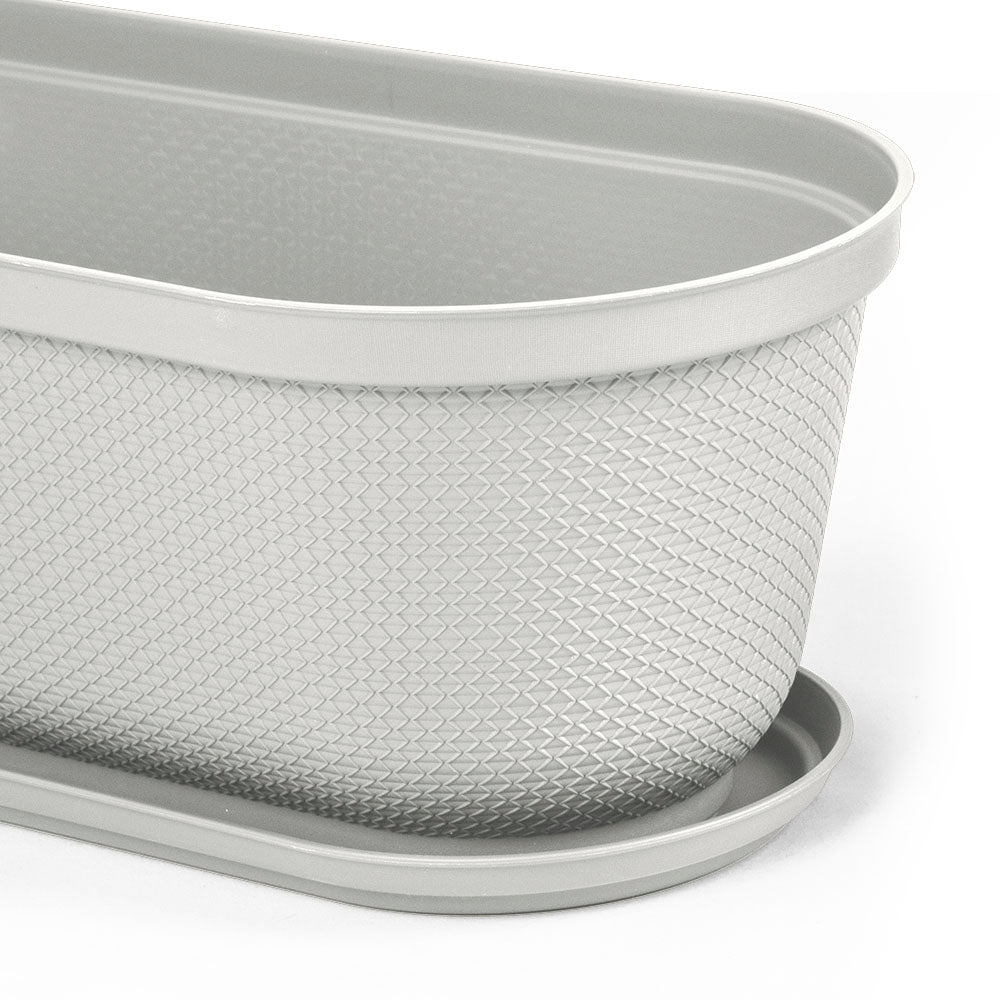 Matera de Mesa Rimax Rafia Gris Hielo 60.2x19.6cm Ovalado con Orificio de Drenaje - MATERAS DE MESA | Bylmo