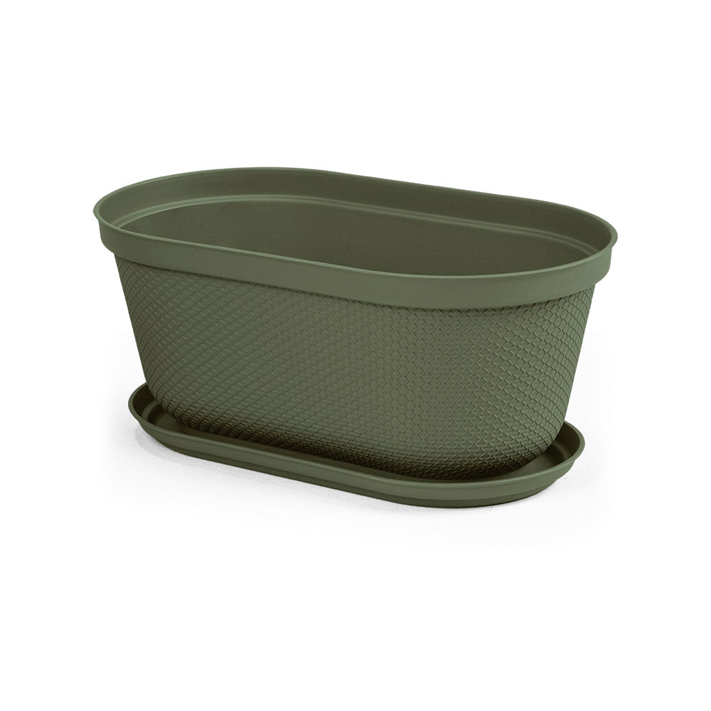 Matera de Mesa Rimax Rafia Verde Musgo 40.5x18.1cm Ovalado con Orificio de Drenaje - MATERAS DE MESA | Bylmo