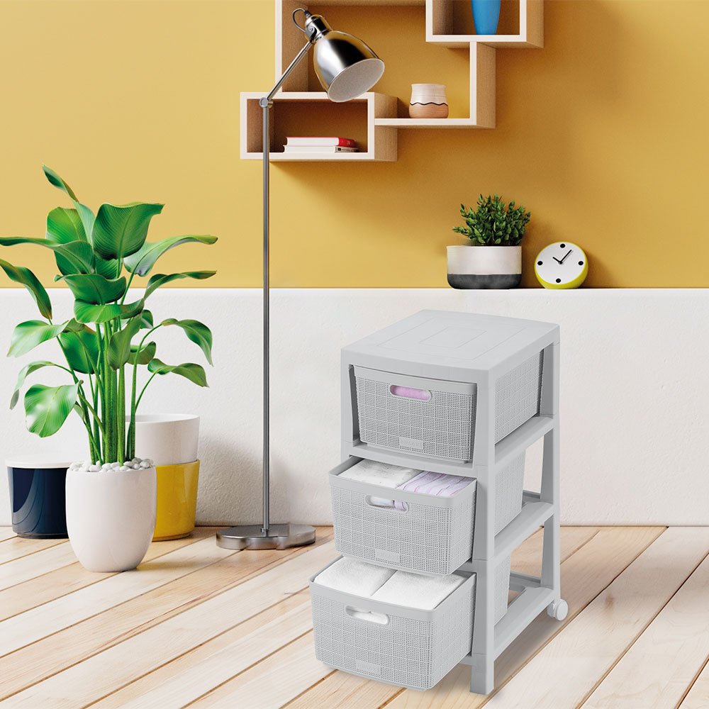Cajonera Rimax Fique Gris Hielo 39.4x66.7cm de Tres Hileras con Tres Cajones - CAJONERAS Y COMODAS | Bylmo
