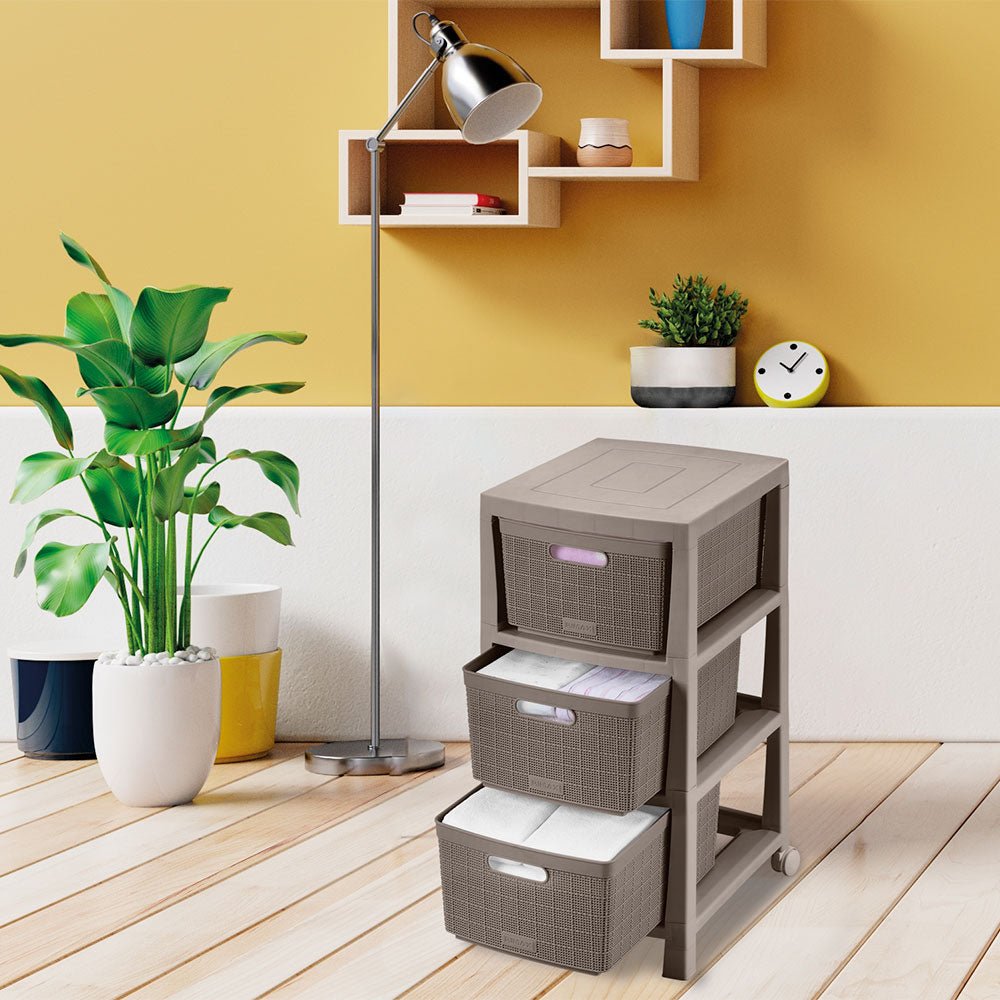 Cajonera Rimax Fique Moca 39.4x66.7cm de Tres Hileras con Tres Cajones - CAJONERAS Y COMODAS | Bylmo