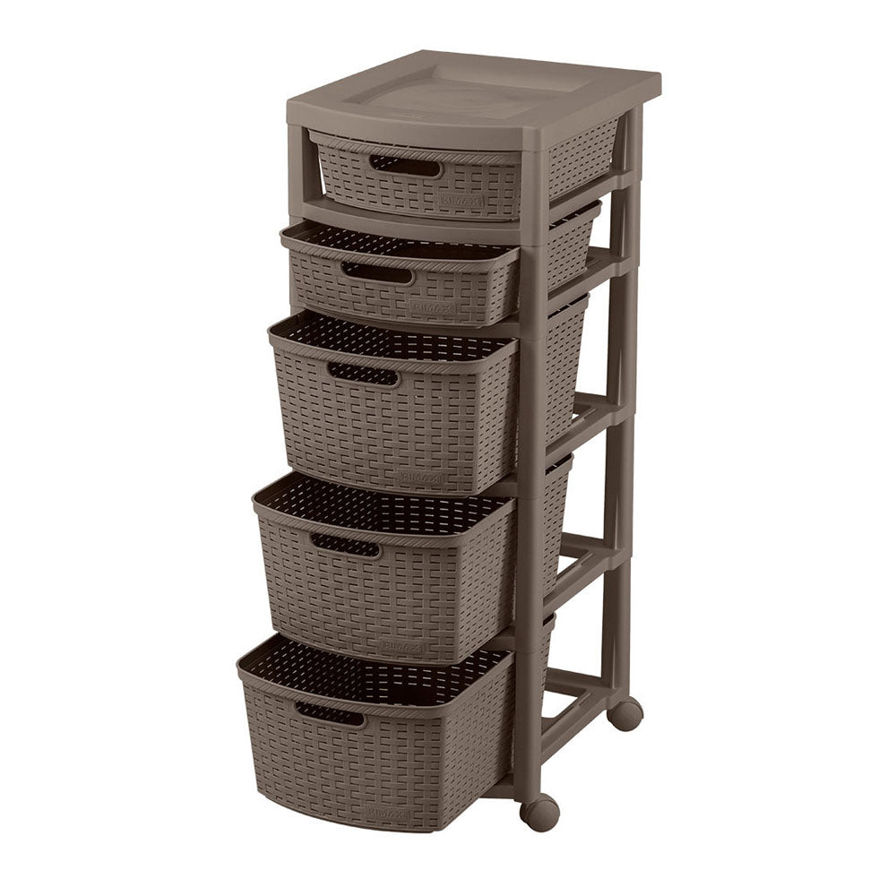Cajonera Rimax Rattan Moca 33x87.5cm de Cinco Hileras con Cinco Cajones