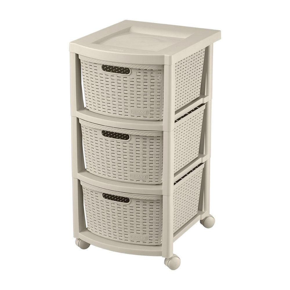 Cajonera Rimax Rattan Taupe 33x66cm de Tres Hileras con Tres Cajones