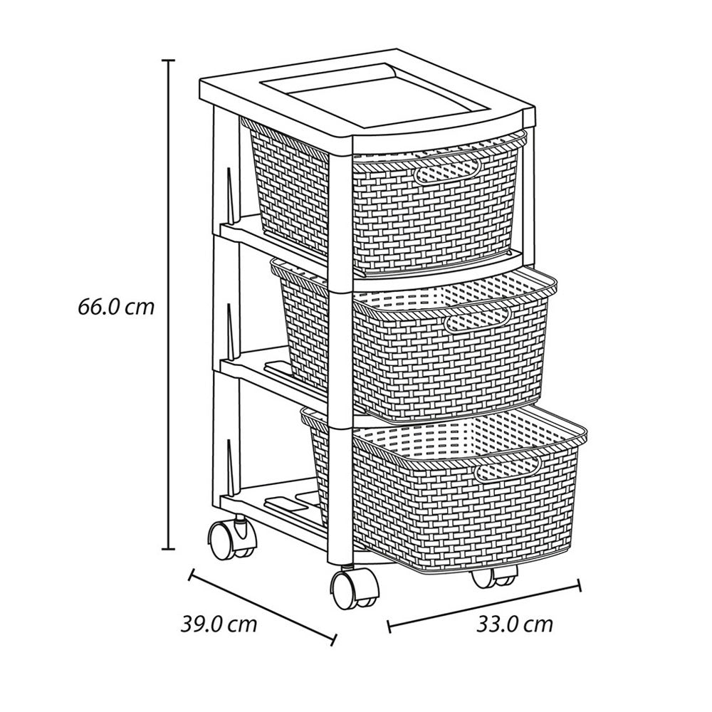 Cajonera Rimax Rattan Taupe 33x66cm de Tres Hileras con Tres Cajones