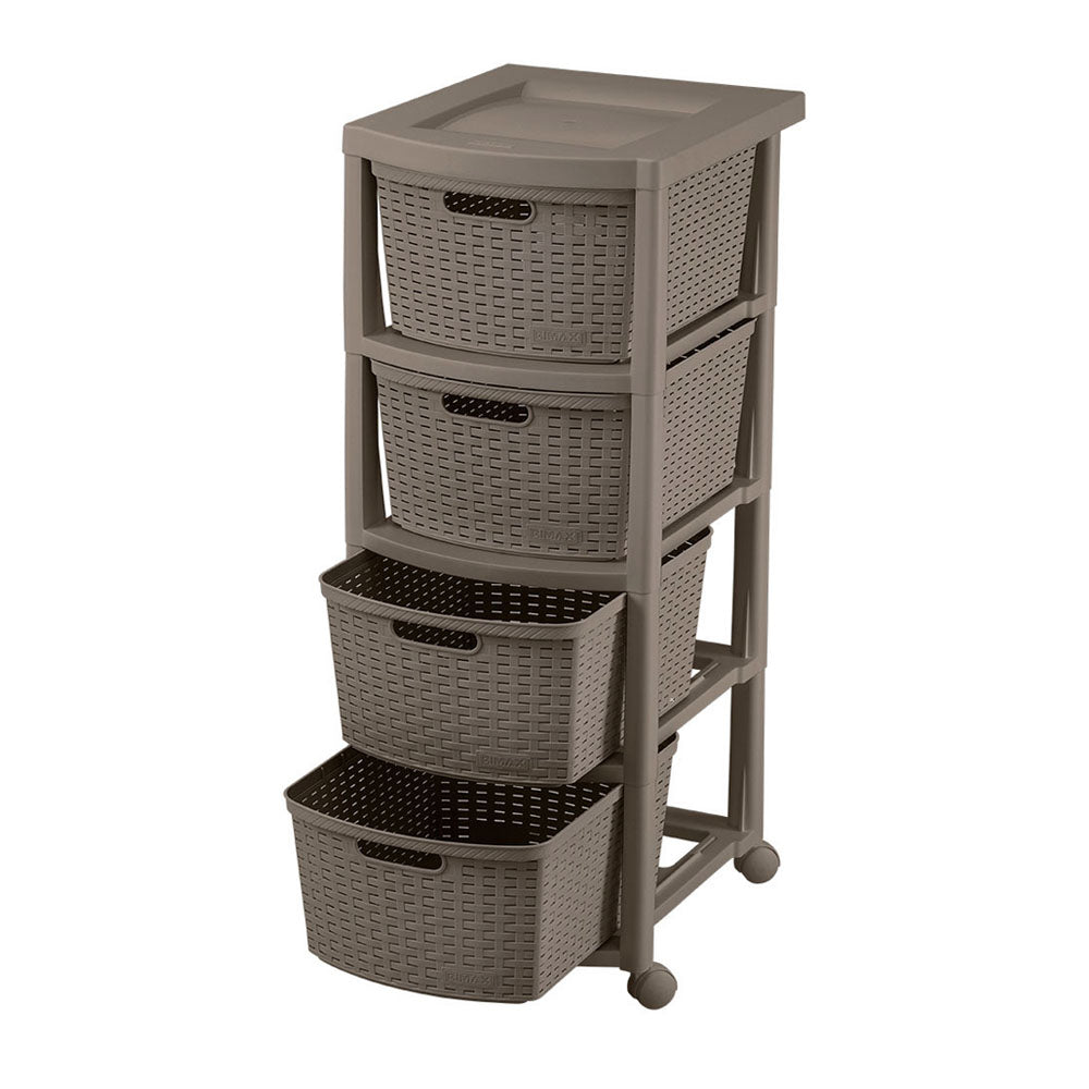 Cajonera Rimax Rattan Moca 33x83.5cm de Cuatro Hileras con Cuatro Cajones - CAJONERAS Y COMODAS | Bylmo