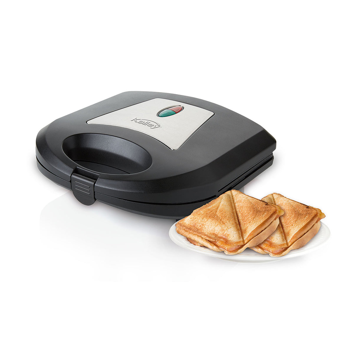 Sanduchera Kalley Negro y Gris 25.2x10.9cm con Dos Puestos de Cocción - SANDUCHERAS Y WAFLERAS | Bylmo
