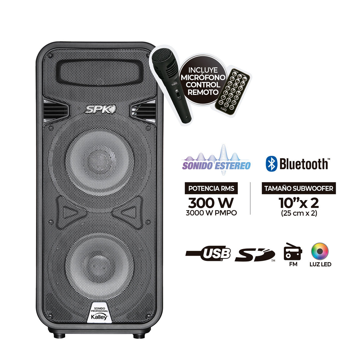 Parlante Kalley Negro 34.5x79.3cm con Conexión Bluetooth - PARLANTES | Bylmo