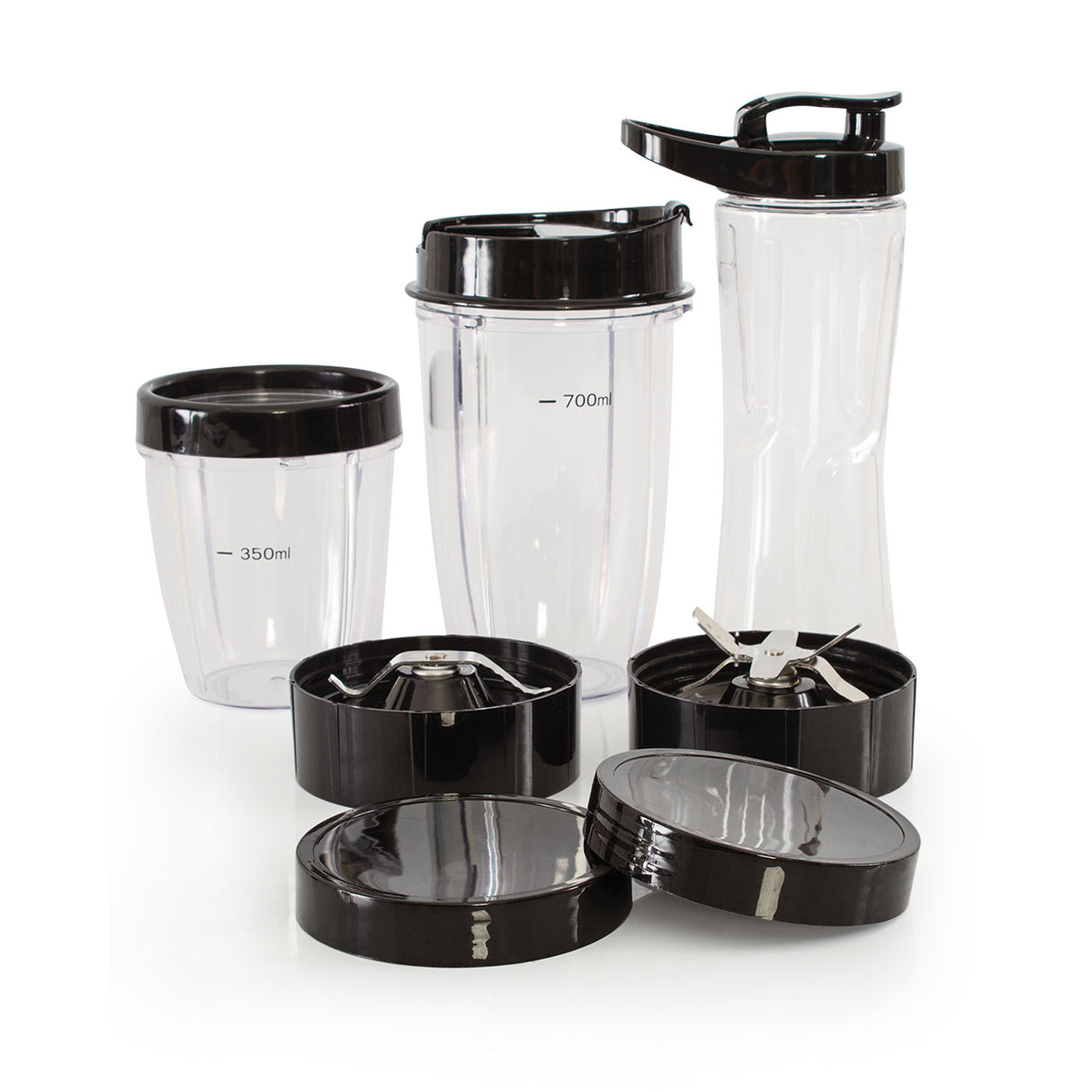 Kit Licuadora Personal Kalley Gris y Negro 15x34.3cm de Seis Aspas para 0.7 Litros y Una Velocidad - LICUADORAS Y PROCESADORES | Bylmo