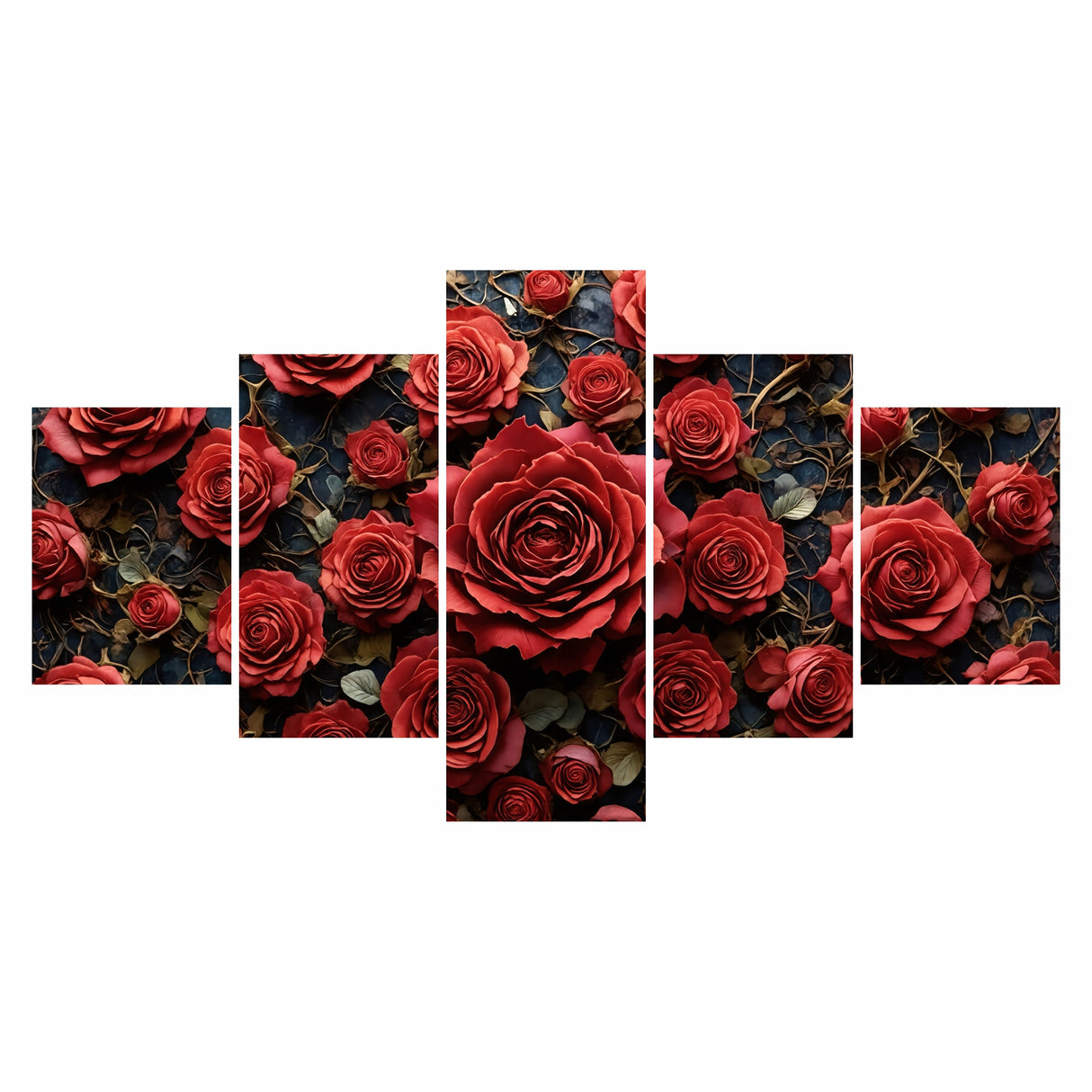 Cuadro decorativo en 5 Piezas Lienzo Romance Floral 134x72cm - CUADROS | Bylmo