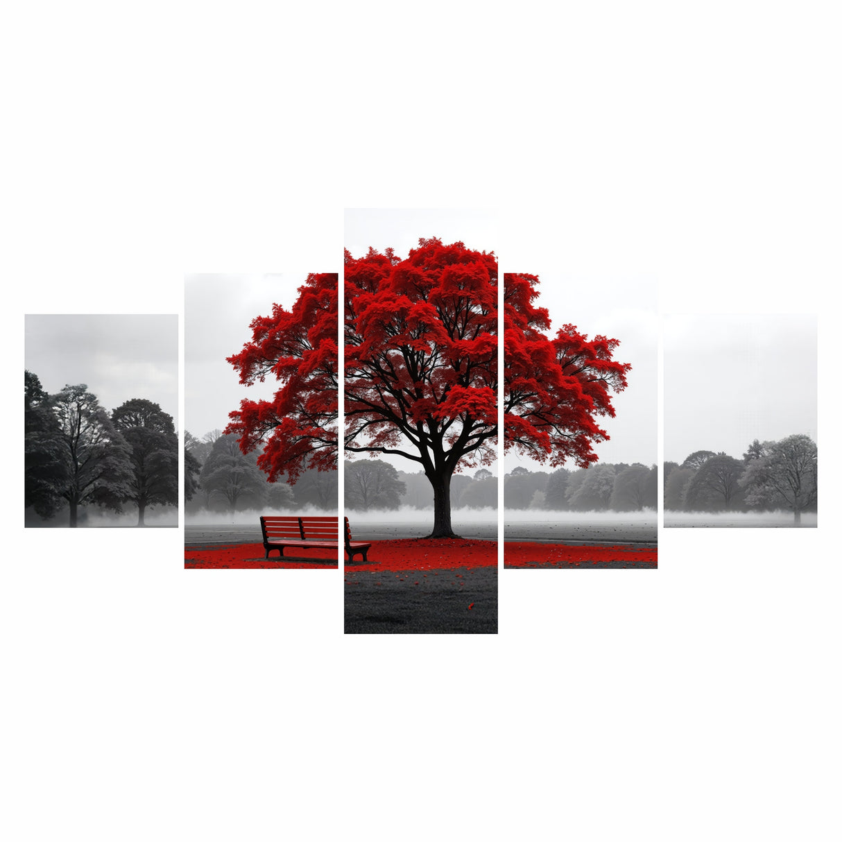 Cuadro decorativo en 5 Piezas Lienzo El Arbol de la Paz 134x72cm - CUADROS | Bylmo