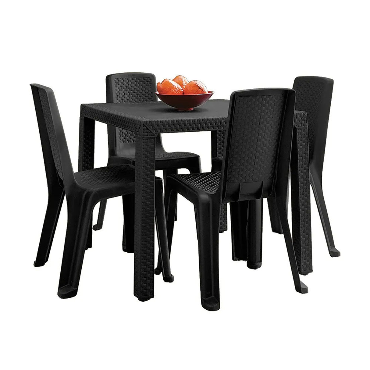 Combo Comedor y 4 Sillas sin Brazos Rimax Eterna Negro 80.5x72.5cm Cuadrado - COMEDORES | Bylmo