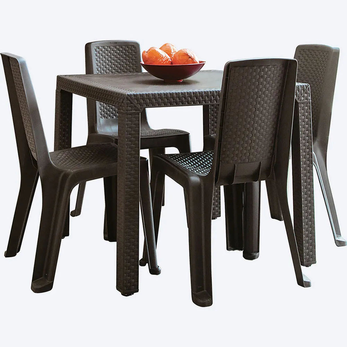 Combo Comedor y 4 Sillas sin Brazos Rimax Eterna Wengue 80.5x72.5cm Cuadrado - COMEDORES | Bylmo