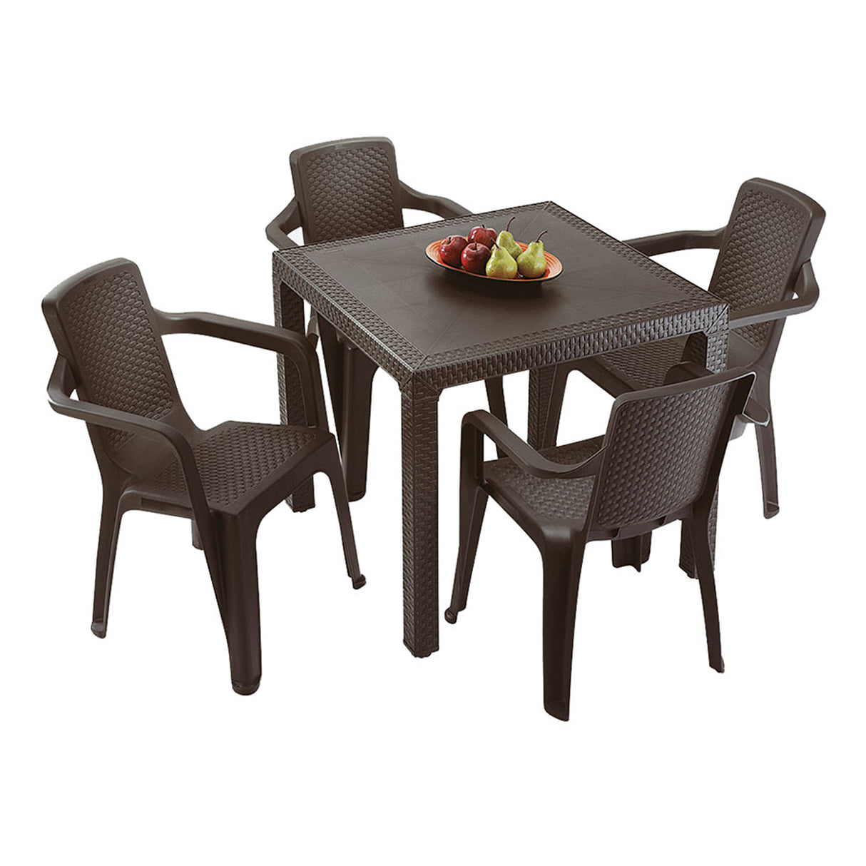 Combo Comedor y 4 Sillas con Brazos Rimax Eterna Wengue 80.5x72.5cm Cuadrado - COMEDORES | Bylmo
