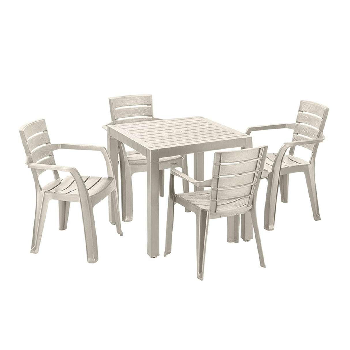 Combo Comedor y 4 Sillas con Brazos Rimax Barú Taupe 75x73.5cm Cuadrado - COMEDORES | Bylmo