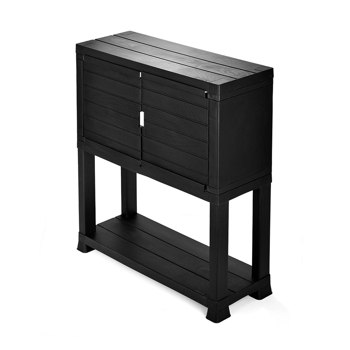 Arrimo Rimax Negro 24.5x72.8cm con Dos Puertas y Un Compartimiento - BIFES Y ARRIMOS | Bylmo