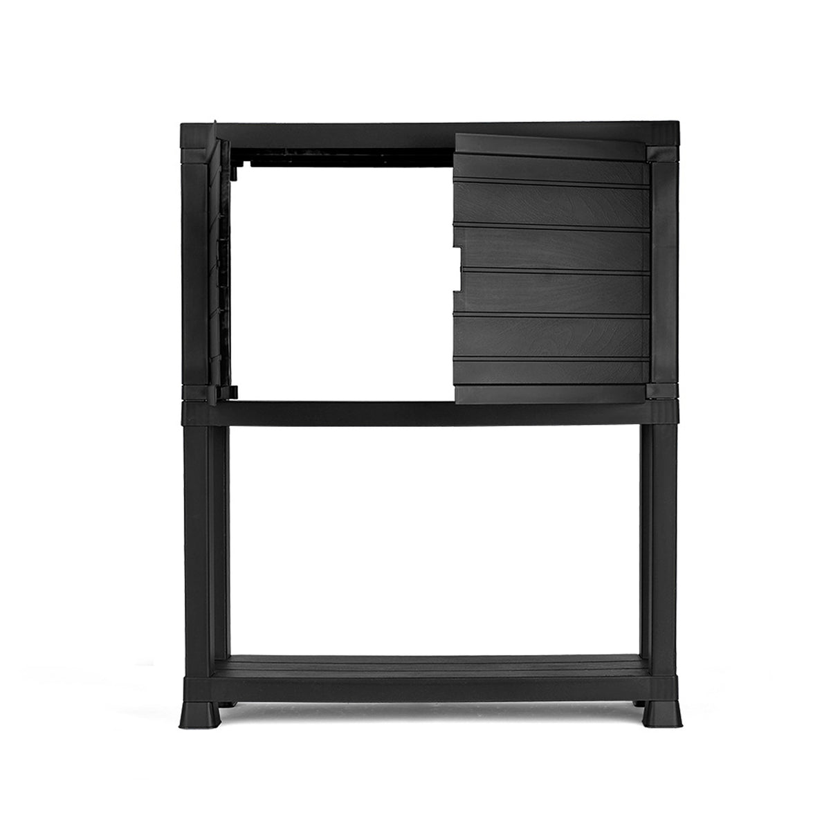 Arrimo Rimax Negro 24.5x72.8cm con Dos Puertas y Un Compartimiento - BIFES Y ARRIMOS | Bylmo