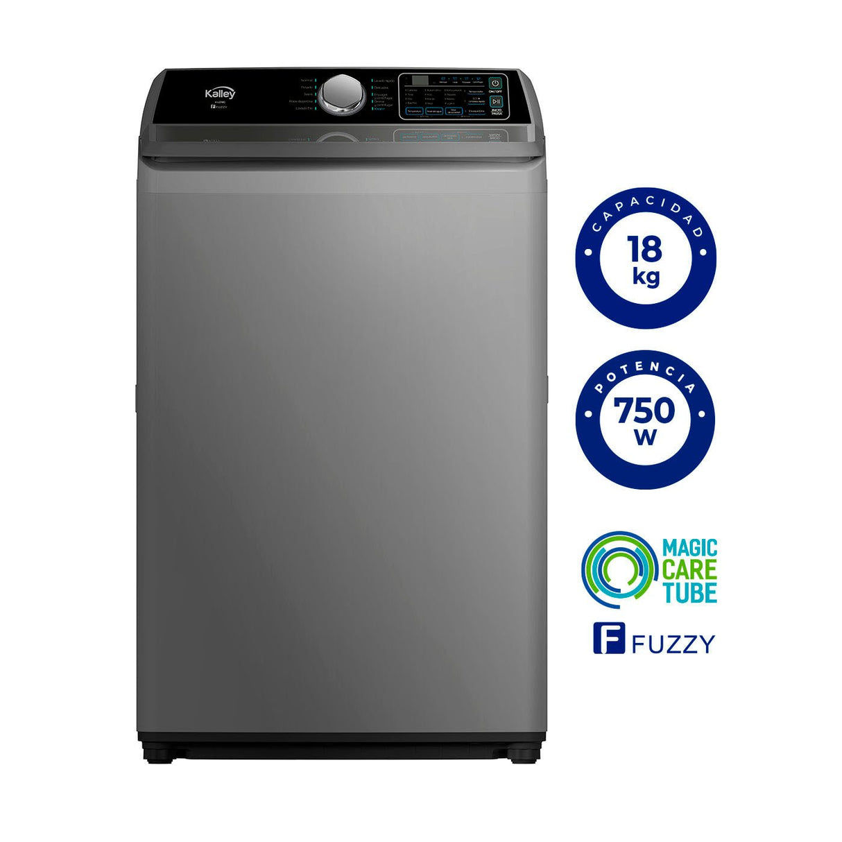 Lavadora Kalley Gris 60.1x106cm Para Carga de 18 Kilogramos - LAVADORAS Y SECADORAS | Bylmo