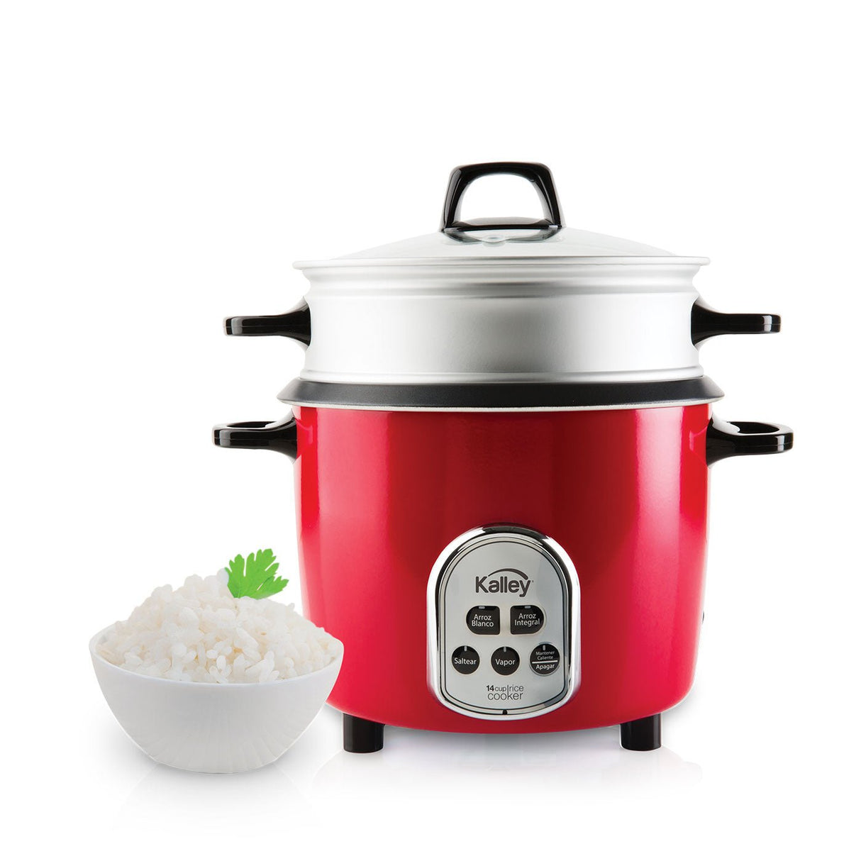 Olla Arrocera Kalley Rojo 27.3x29.3cm para 5 Tazas y con Función para Mantener Caliente - OLLAS ARROCERAS | Bylmo