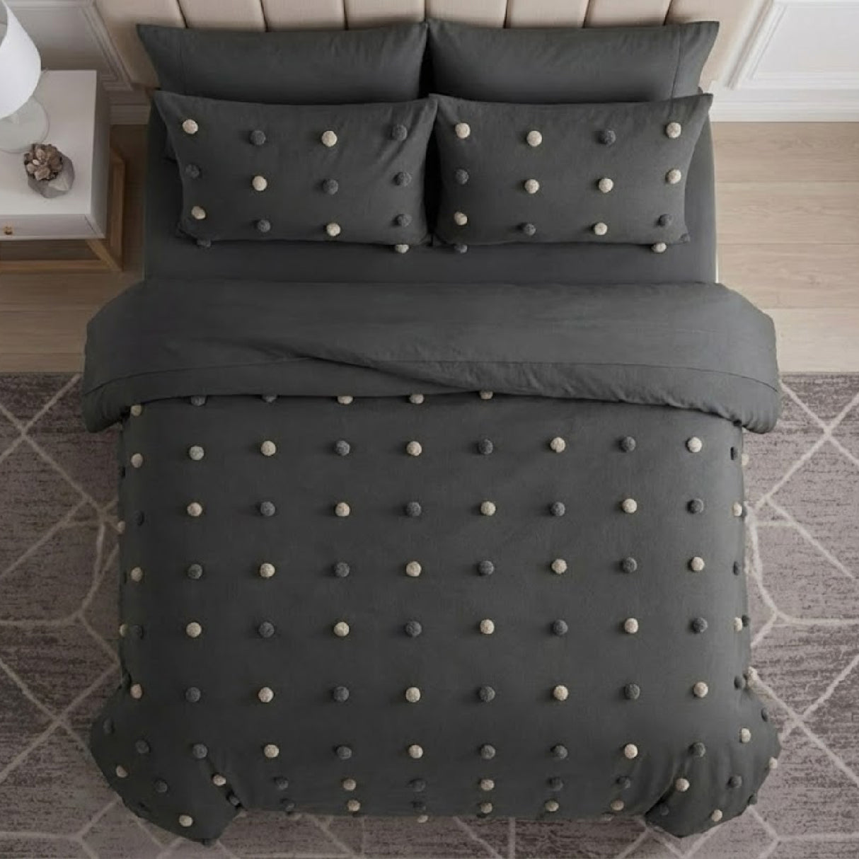 Funda de Duvet Harmony PomDeco Negro 280x240cm para Cama King 200 X 180 Cm - TENDIDOS Y CUBRELECHOS | Bylmo