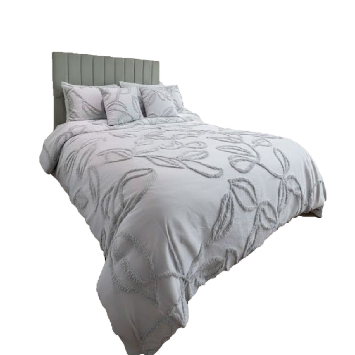 Combo Funda Duvet con Plumón Harmony Leaf Gris 220x240cm para Cama Doble 140 X 180 Cm - TENDIDOS Y CUBRELECHOS | Bylmo
