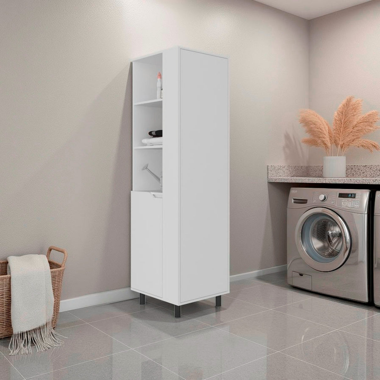 Mueble de Aseo Vidalia Blanco 55x180cm Para Organizar con Una Puerta