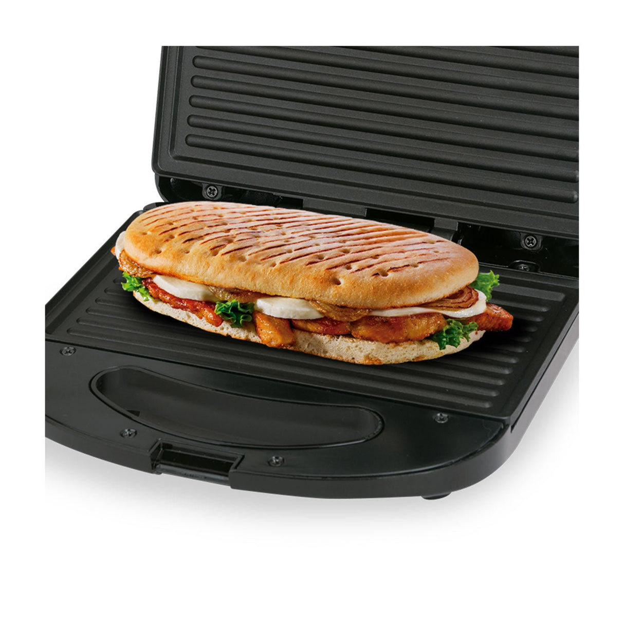 Sanduchera Panini Kalley Negro y Gris 22.7x23cm de Un Puesto - SANDUCHERAS Y WAFLERAS | Bylmo