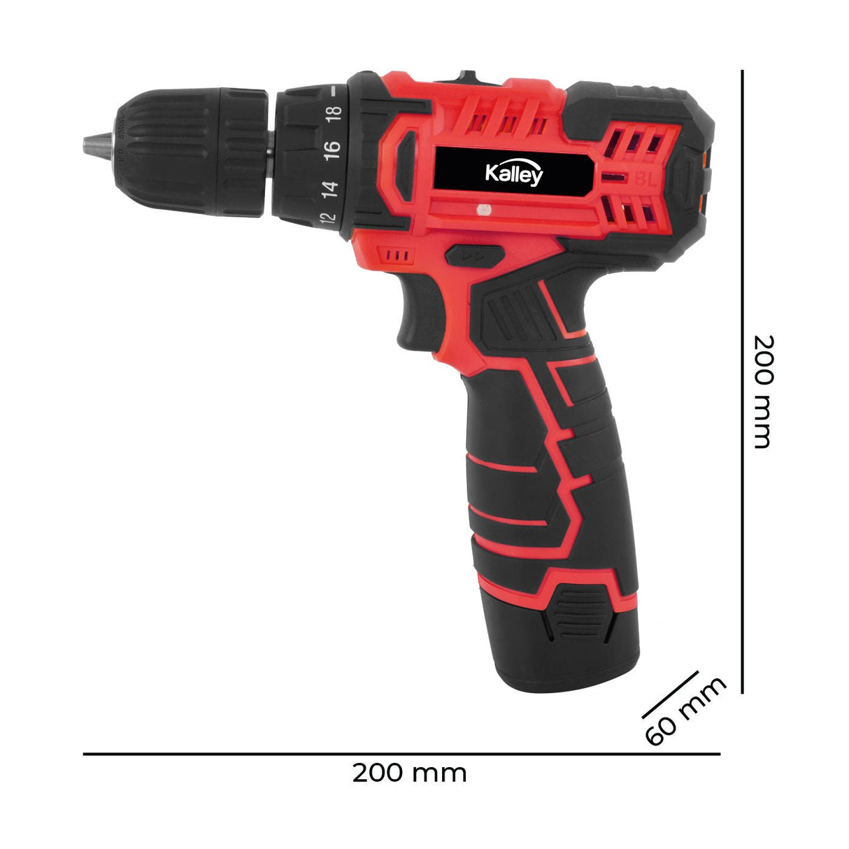 Taladro Inalámbrico Kalley Rojo y Negro 20.5x19.4cm - HERRAMIENTAS ELECTRICAS | Bylmo