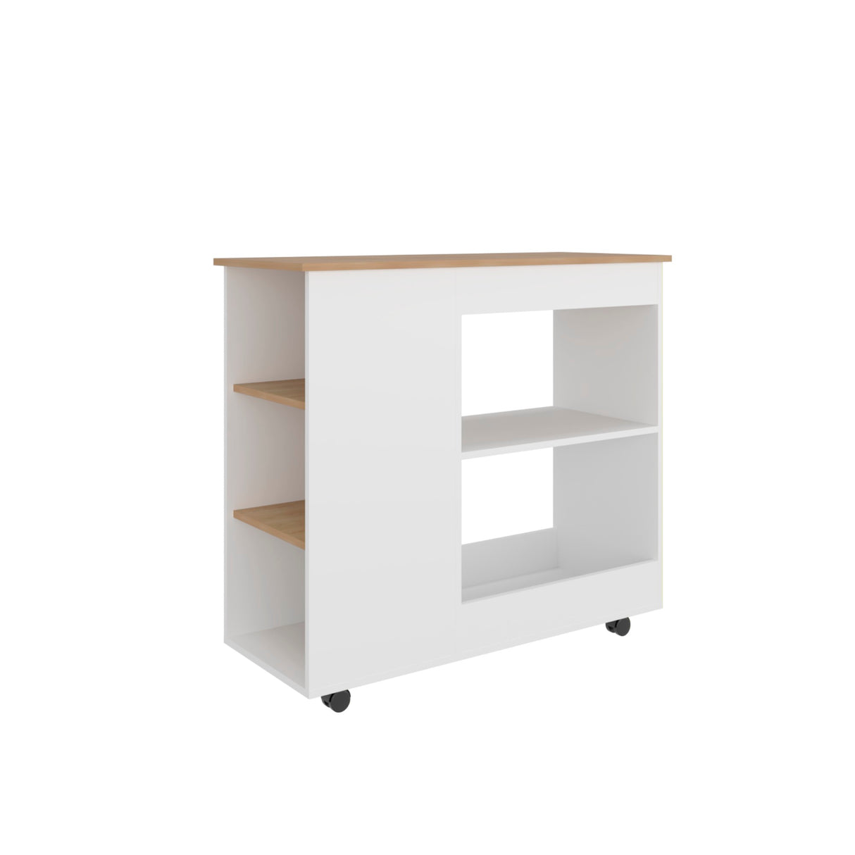 Mueble Auxiliar de Cocina BiColor Fresno y Blanco 100x90cm con un Entrepaño y con Dos Comportamiento - BARRAS Y MUEBLES AUXILIARES | Bylmo