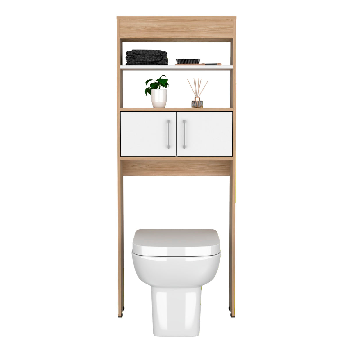 Optimizador de Baño BiColor Fresno y Blanco 62x160cm con Un Entrepaño - OTROS MUEBLES PARA BANHO | Bylmo