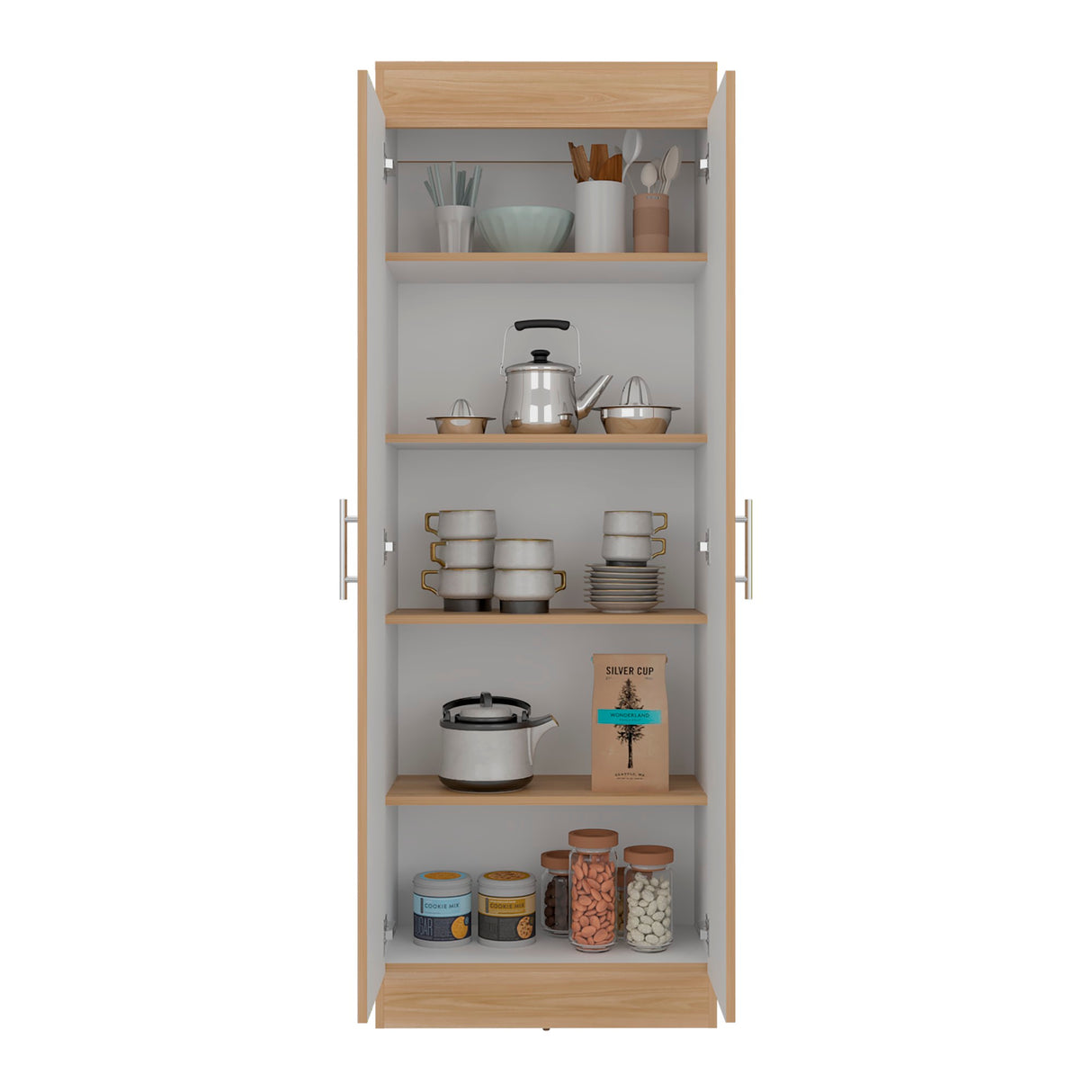 Alacena Nepal Fresno y Blanco 60x170cm con Dos Puertas - ALACENAS Y MUEBLES MICROONDAS | Bylmo