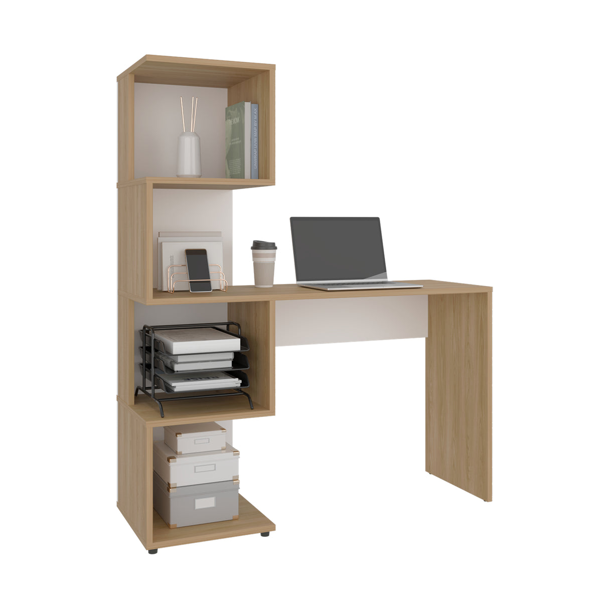 Escritorio Danis Fresno y Blanco 120x144.6cm - ESCRITORIOS | Bylmo