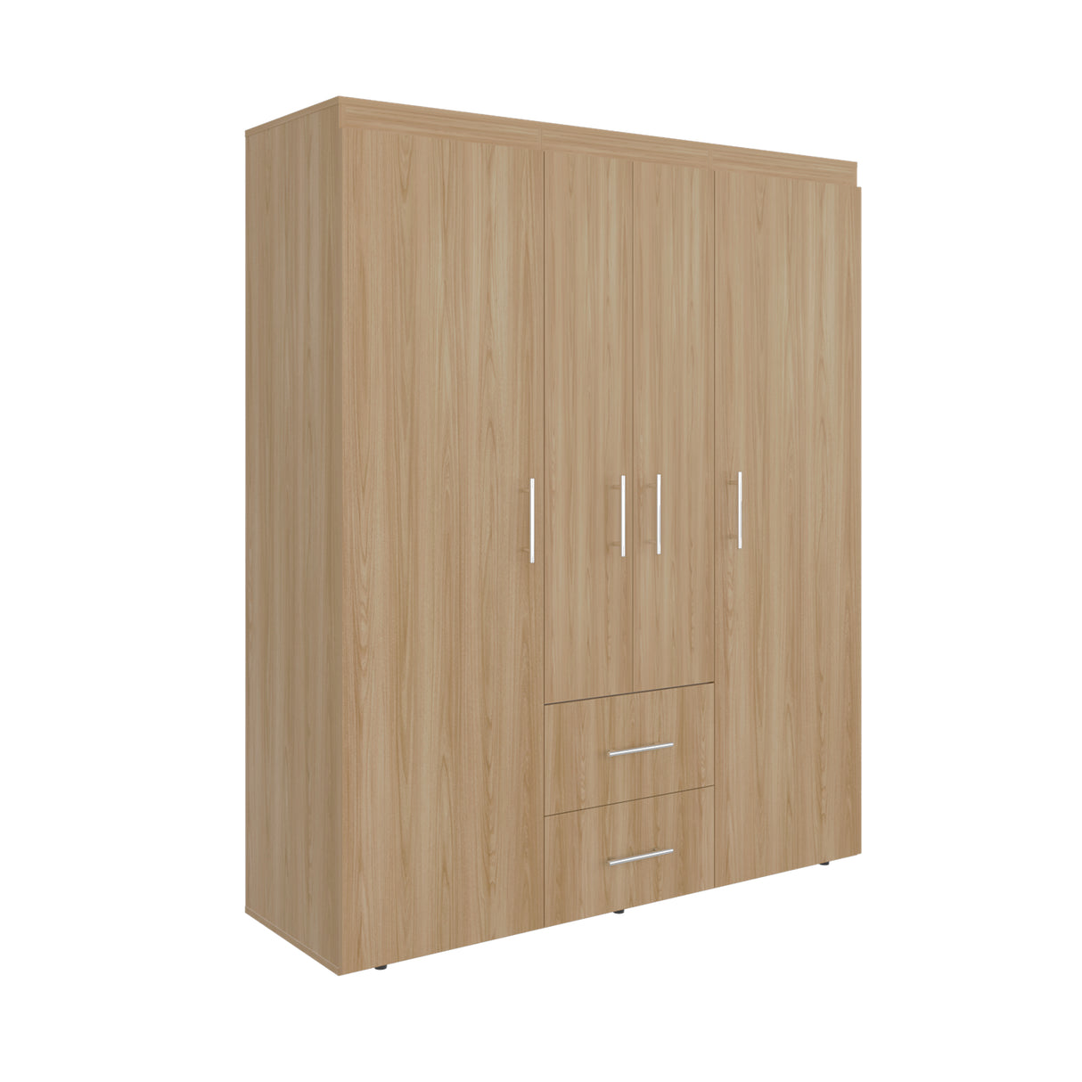 Closet Bariloche Eco Fresno y Blanco 150.3x177.9cm Con Dos Cajones y Cuatro Puertas - CLOSETS | Bylmo