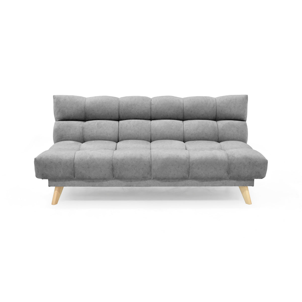 Sofá Cama Nubo Gris y Matiz Natural 178x82cm De Tres Puestos Reclinable y Tapizado Capitoneado - SOFAS Y POLTRONAS | Bylmo