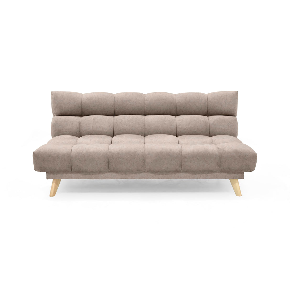Sofá Cama Nubo Taupe y Matiz Natural 178x82cm De Tres Puestos Reclinable y Tapizado Capitoneado - SOFAS Y POLTRONAS | Bylmo
